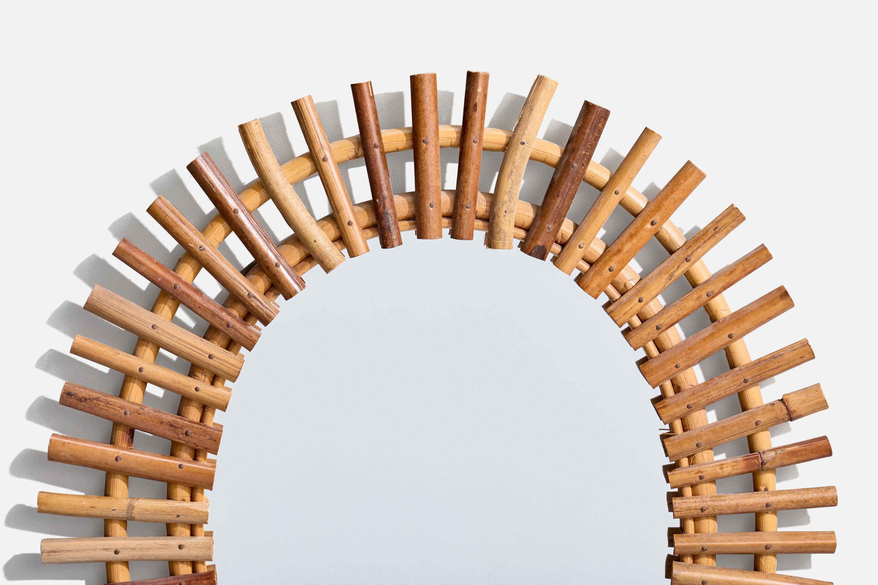 Mid-20th Century Italian Designer, Wall Mirror, Bamboo, Italy, 1960s For Sale