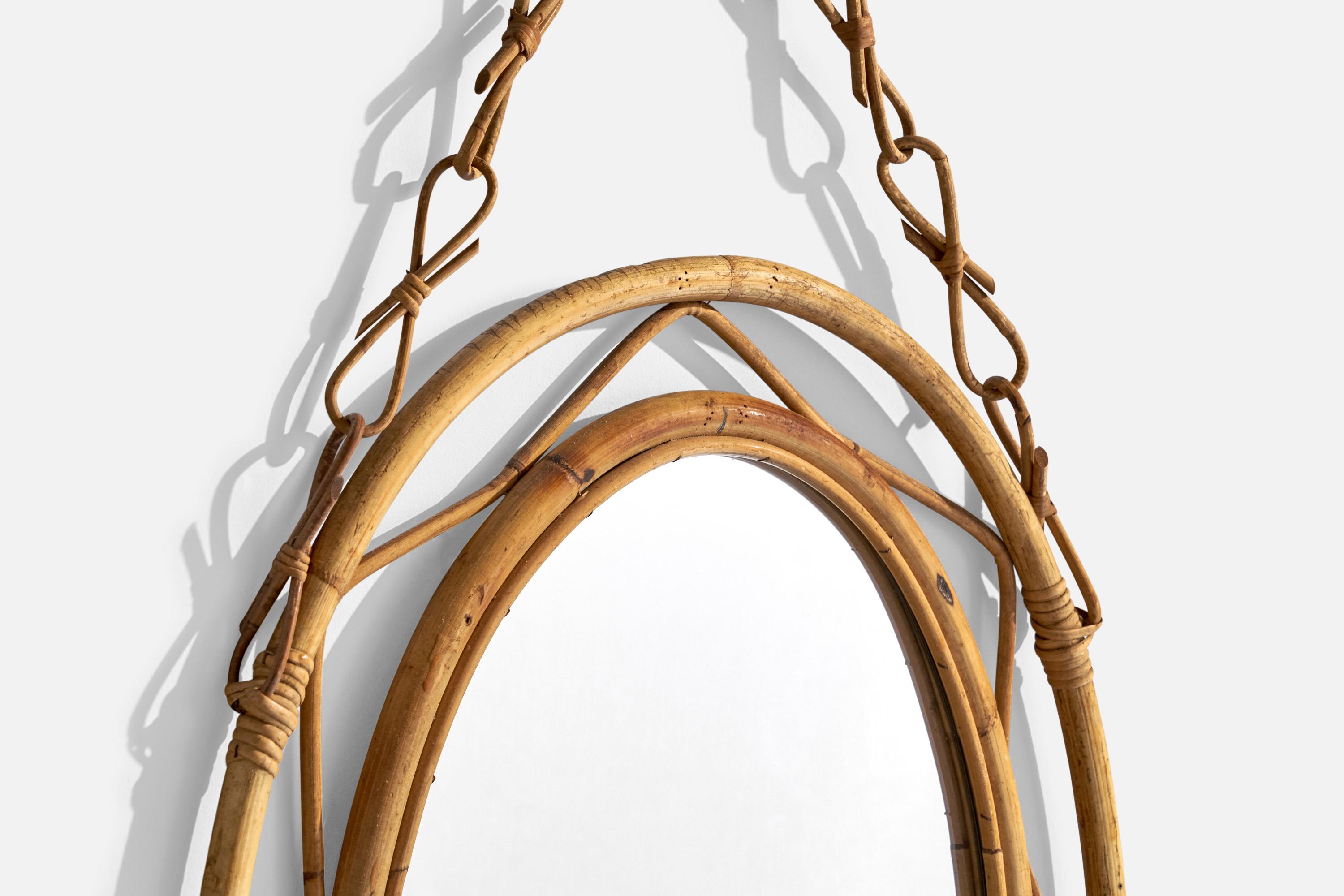 Mid-20th Century Italian Designer, Wall Mirror, Bamboo, Italy, 1960s For Sale