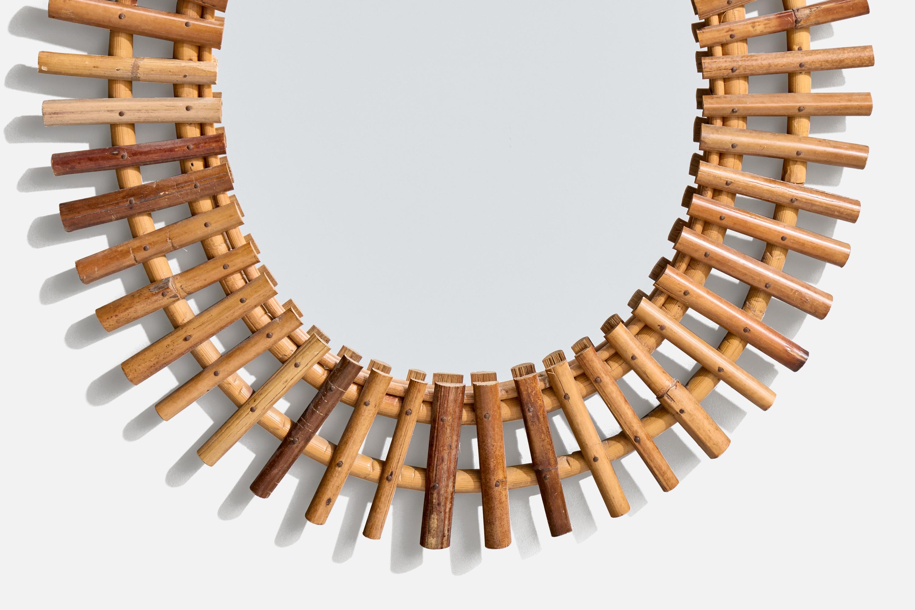 Italian Designer, Wall Mirror, Bamboo, Italy, 1960s For Sale 1