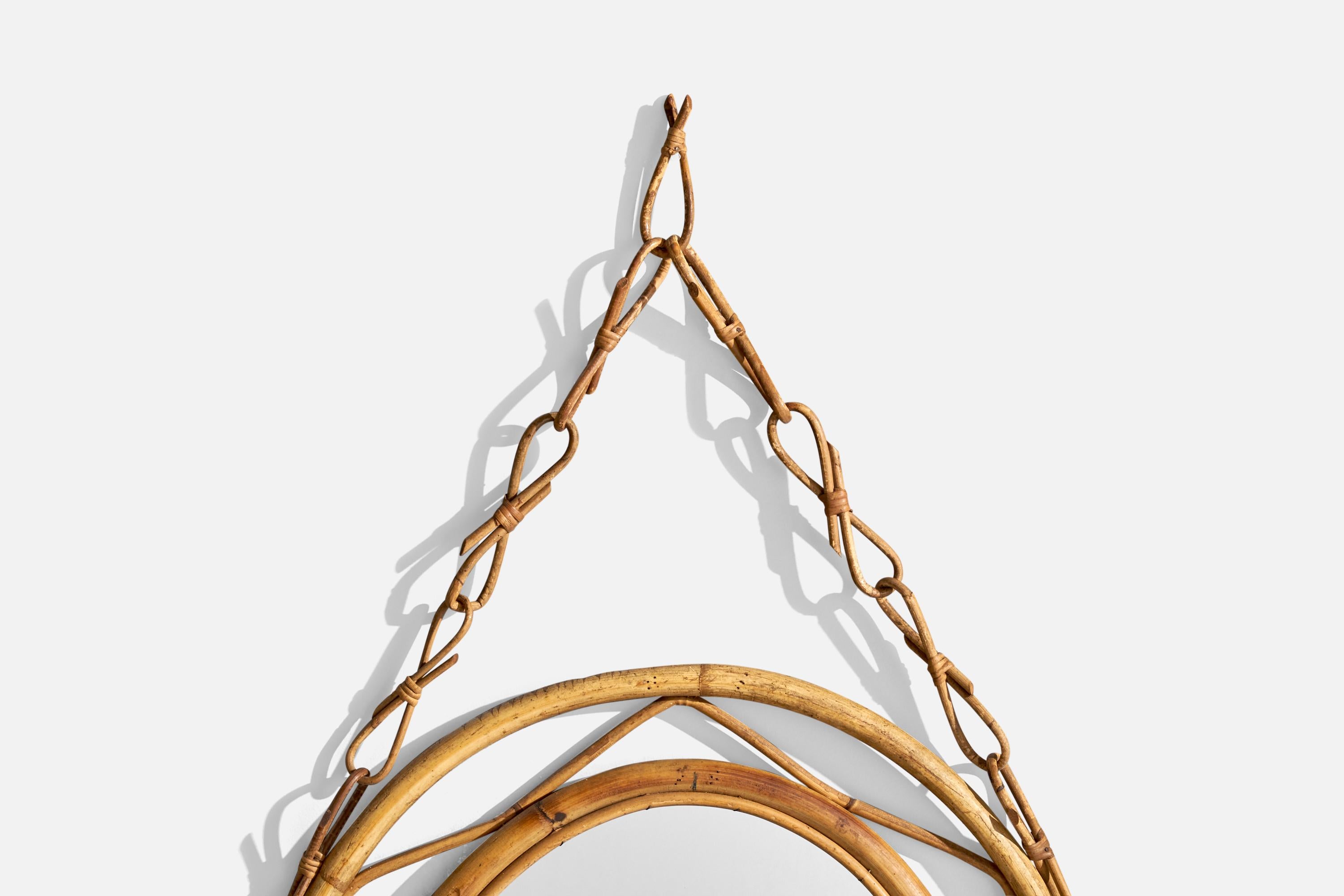 Italian Designer, Wall Mirror, Bamboo, Italy, 1960s For Sale 1