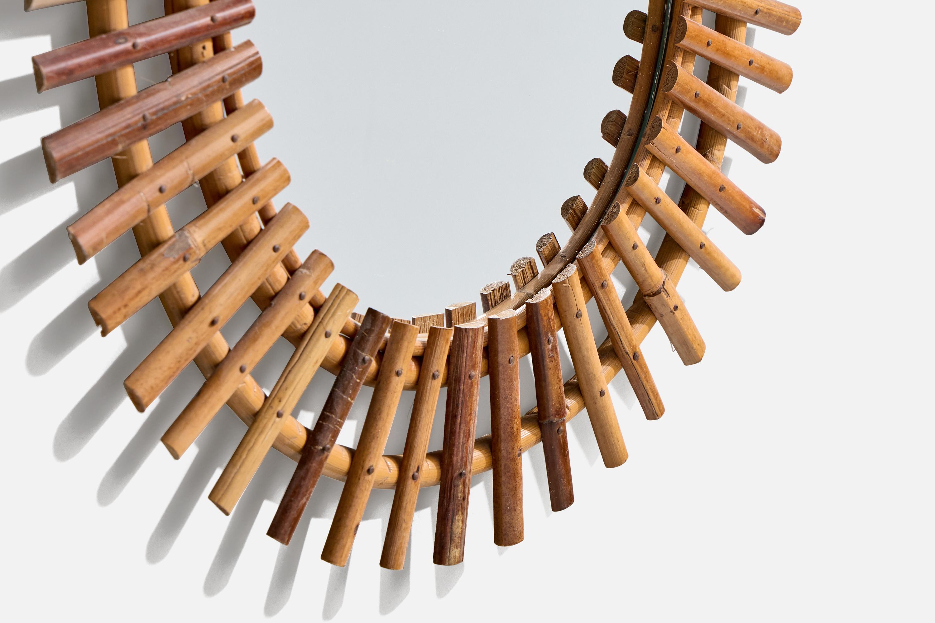Italian Designer, Wall Mirror, Bamboo, Italy, 1960s For Sale 2