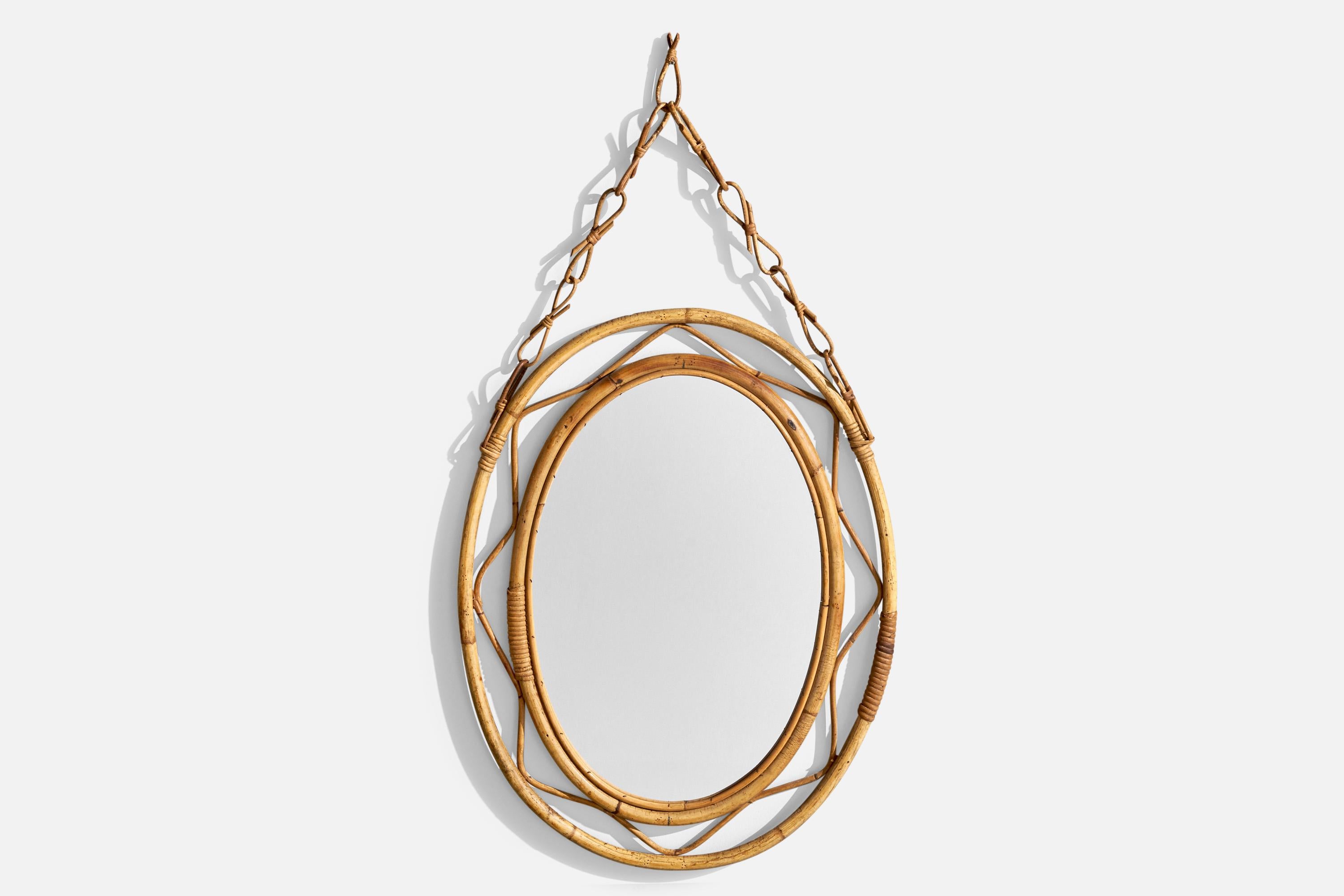 Italian Designer, Wall Mirror, Bamboo, Italy, 1960s For Sale 2