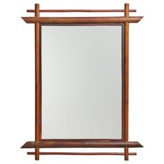 Italian Designer, Wall Mirror, Bamboo, Italy, 1960s