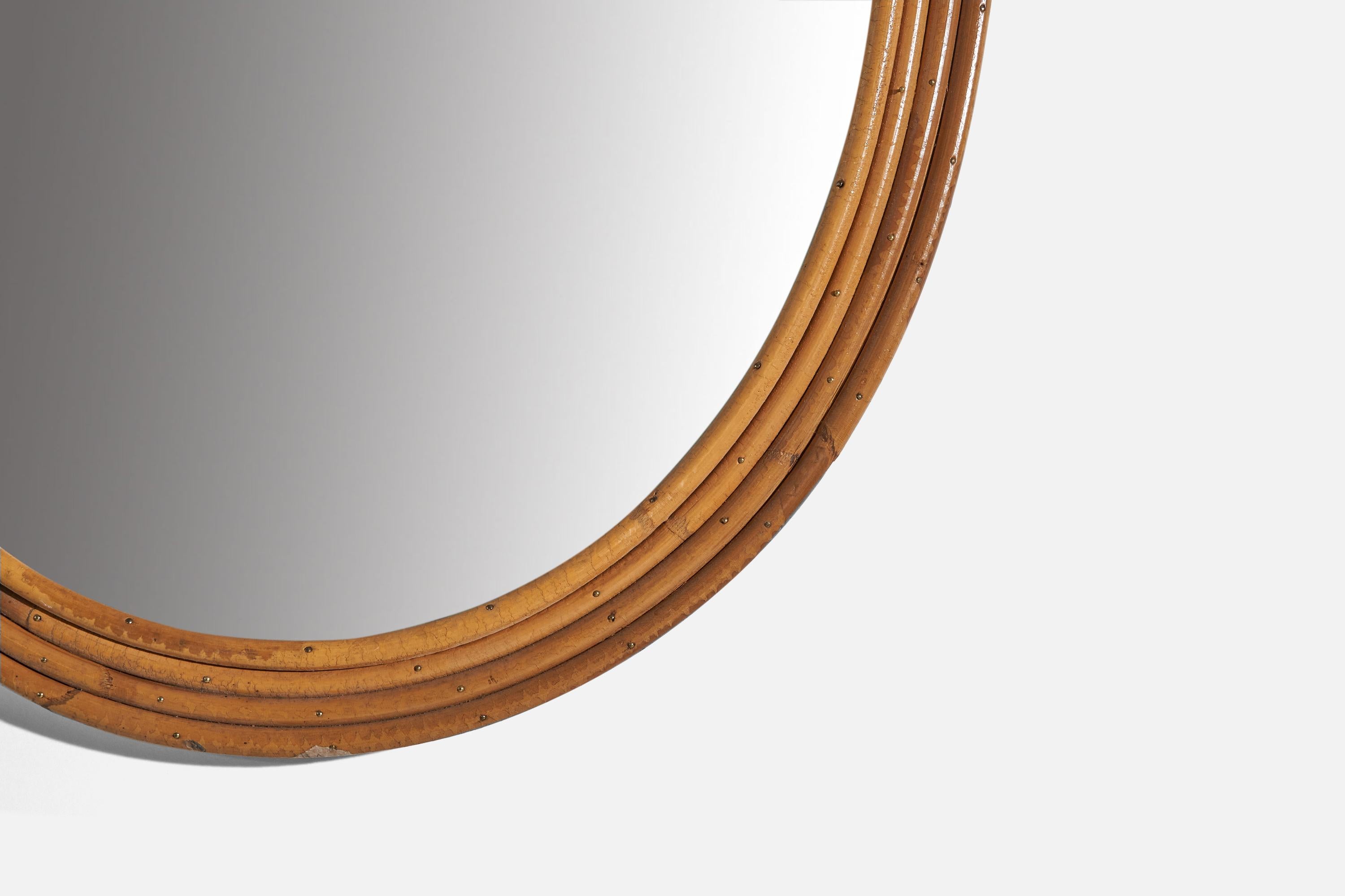 Mid-Century Modern Italian Designer, Wall Mirror, Bamboo, Italy, c. 1950s For Sale