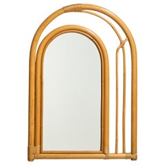 Italienischer italienischer Designer, Wandspiegel, Bambus, Spiegelglas, Italien, ca. 1950er Jahre