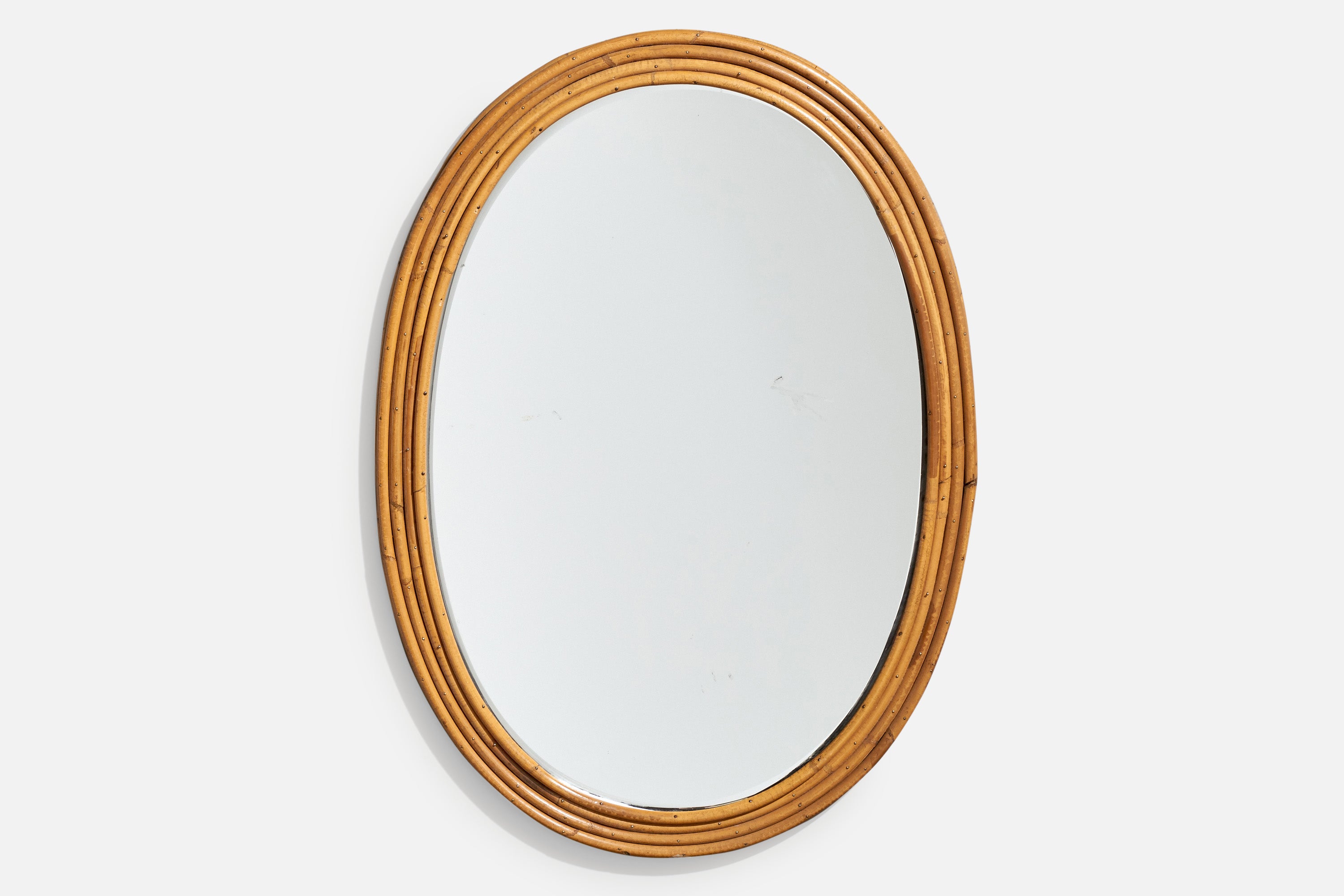 Italian Designer, Wall Mirror, Bamboo, Italy, c. 1950s