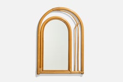 Italienischer italienischer Designer, Wandspiegel, Bambus, Spiegelglas, Italien, ca. 1950er Jahre