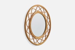 Italienischer Designer, Wandspiegel, Bambus, Rattan, Italien, 1960er Jahre