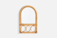 Italian Designer, Wall Mirror, Bamboo, Rattan, Italy, 1960s