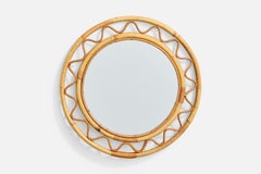 Italienischer Designer, Wandspiegel, Bambus, Rattan, Italien, 1960er Jahre