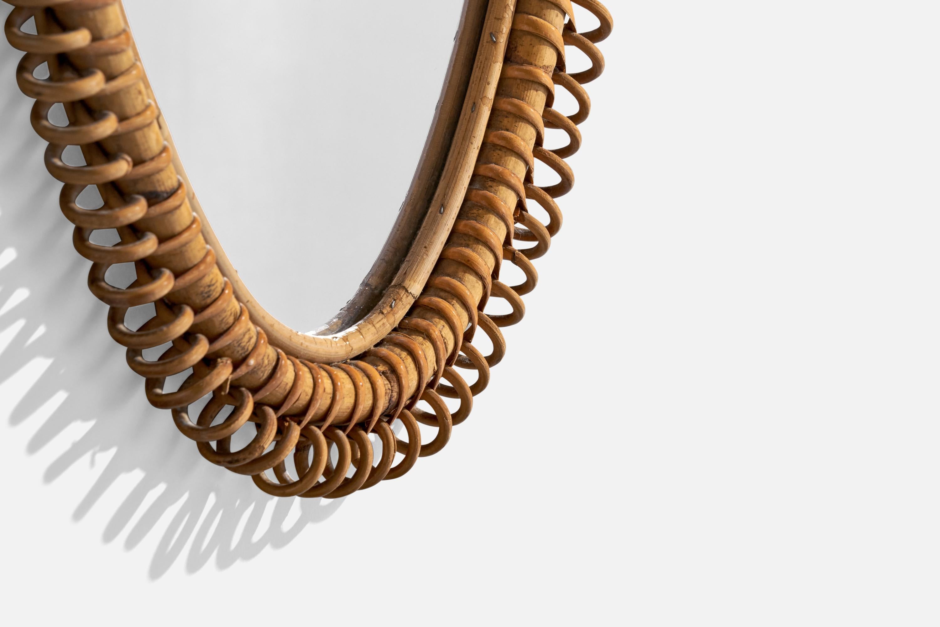 Bambù Specchio da parete di design italiano, bambù, rattan, Italia, anni '60 in vendita