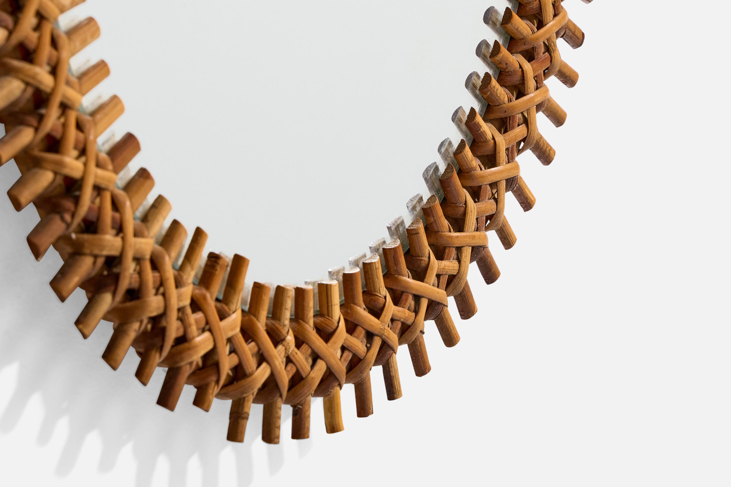 Bambù Specchio da parete di design italiano, bambù, rattan, Italia, anni '60 in vendita