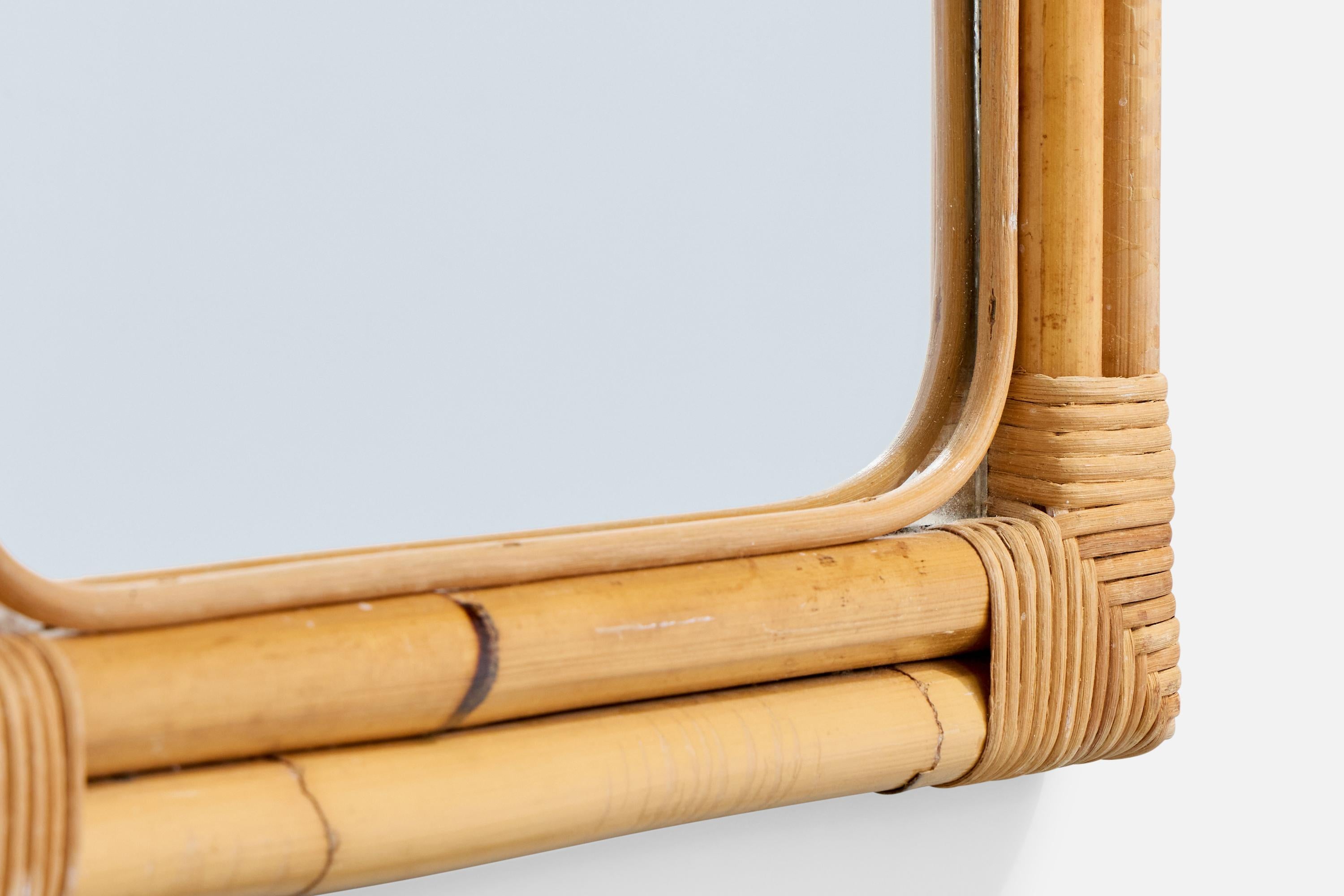 Italian Designer, Wall Mirror, Bamboo, Rattan, Italy, 1960s For Sale 2