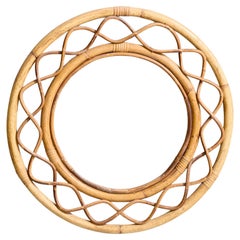 Italian Designer, Wall Mirror, Bamboo, Rattan, Italy, 1960s