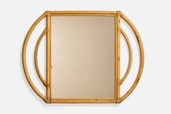 Italienischer Designer, Wandspiegel, Bambus, Rattan, Italien, 1970er Jahre