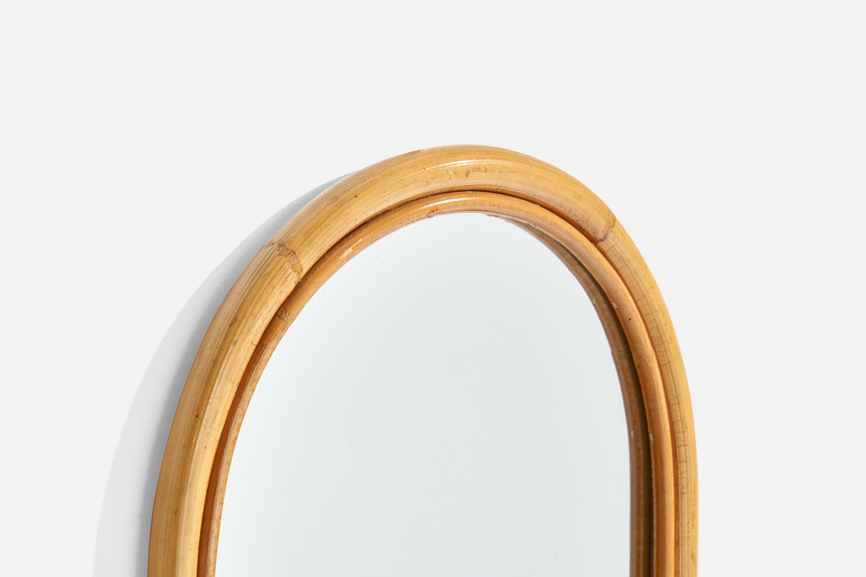 Milieu du XXe siècle Designer italien, miroir mural, bambou, rotin, Italie, vers 1960 en vente
