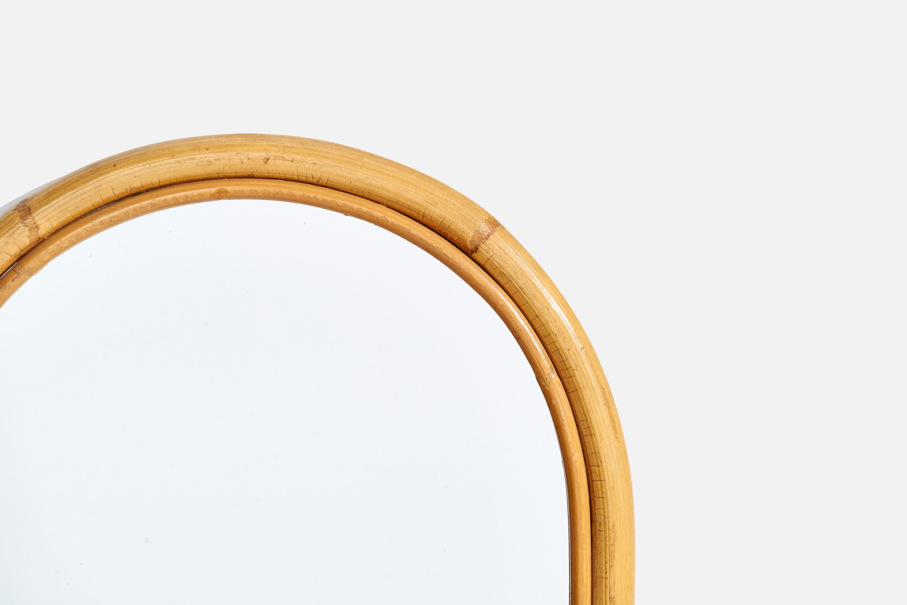 Bambou Designer italien, miroir mural, bambou, rotin, Italie, vers 1960 en vente