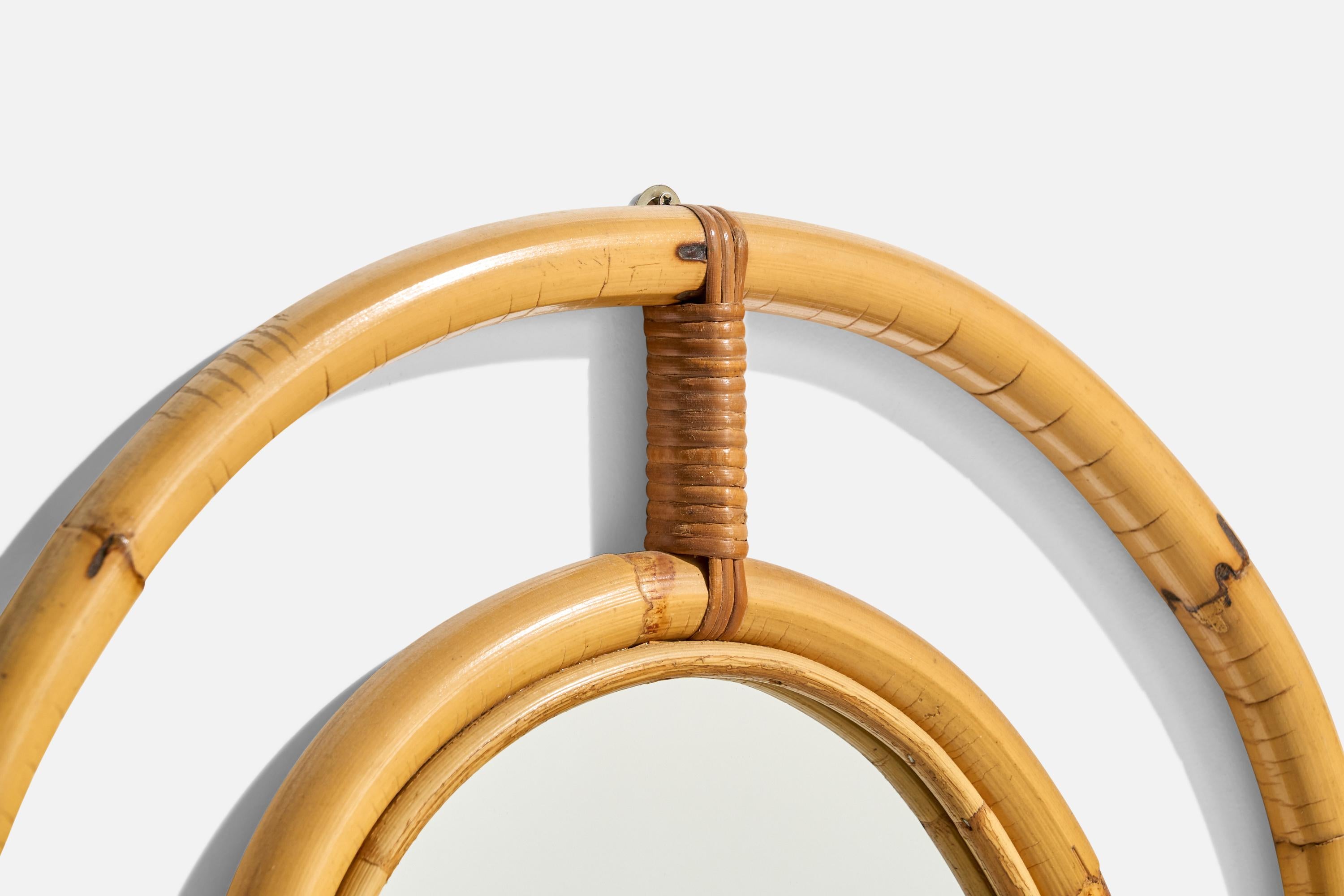 Italienischer italienischer Designer, Wandspiegel, Bambus, Rattan, Spiegel, Italien, um 1950 im Zustand „Gut“ im Angebot in High Point, NC