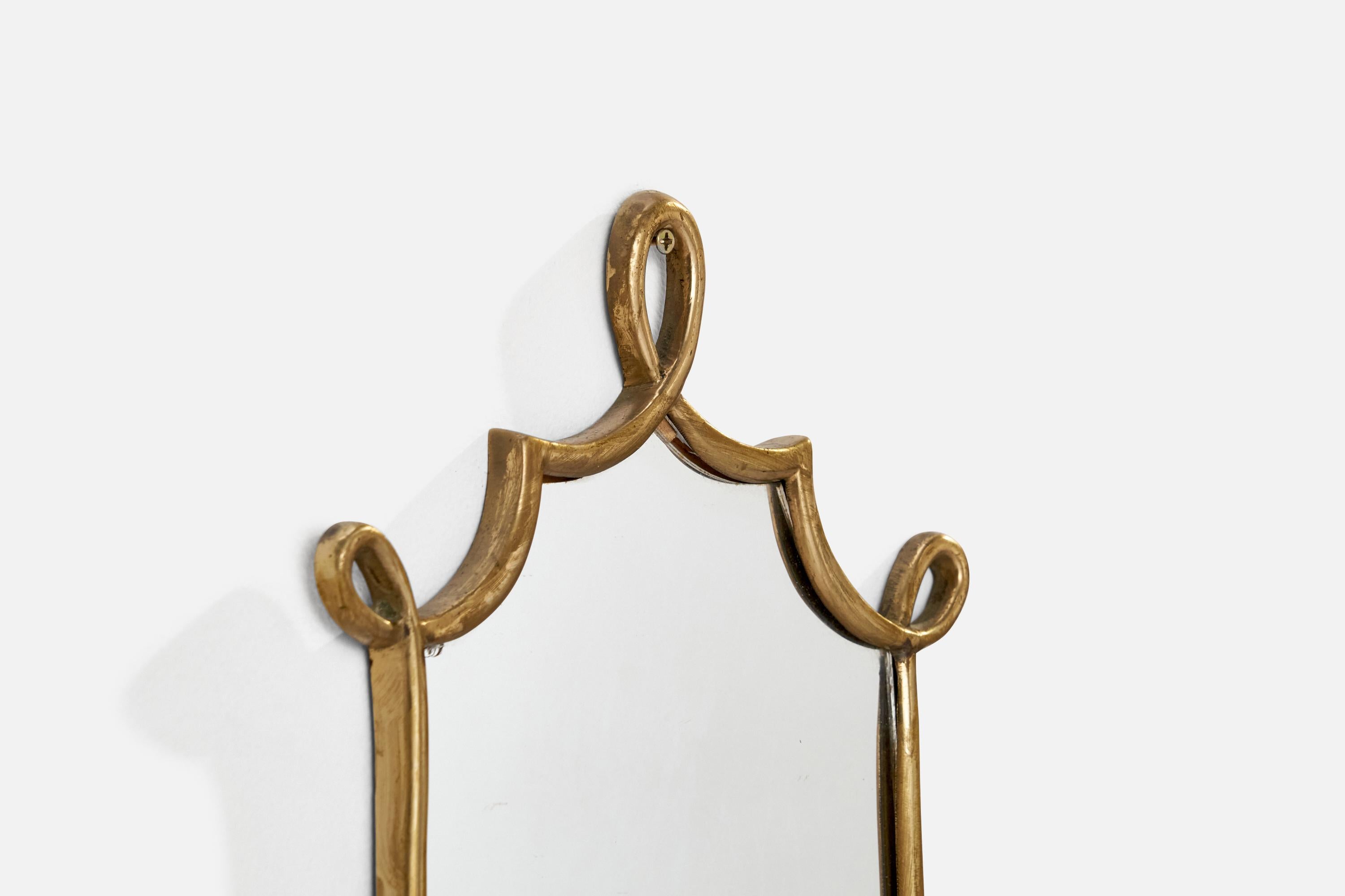 Italian Designer, Wall Mirror, Brass, Italy, 1930s For Sale 2