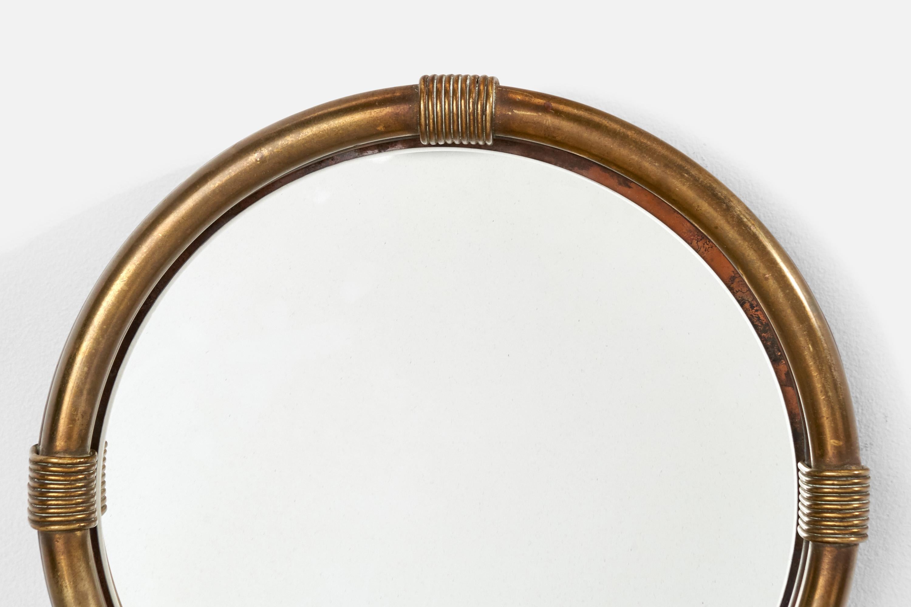 Specchio da parete di design italiano, ottone, Italia, anni '1930 In condizioni buone in vendita a High Point, NC