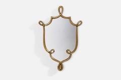 Diseñador italiano, Espejo de pared, Latón, Italia, Década de 1930