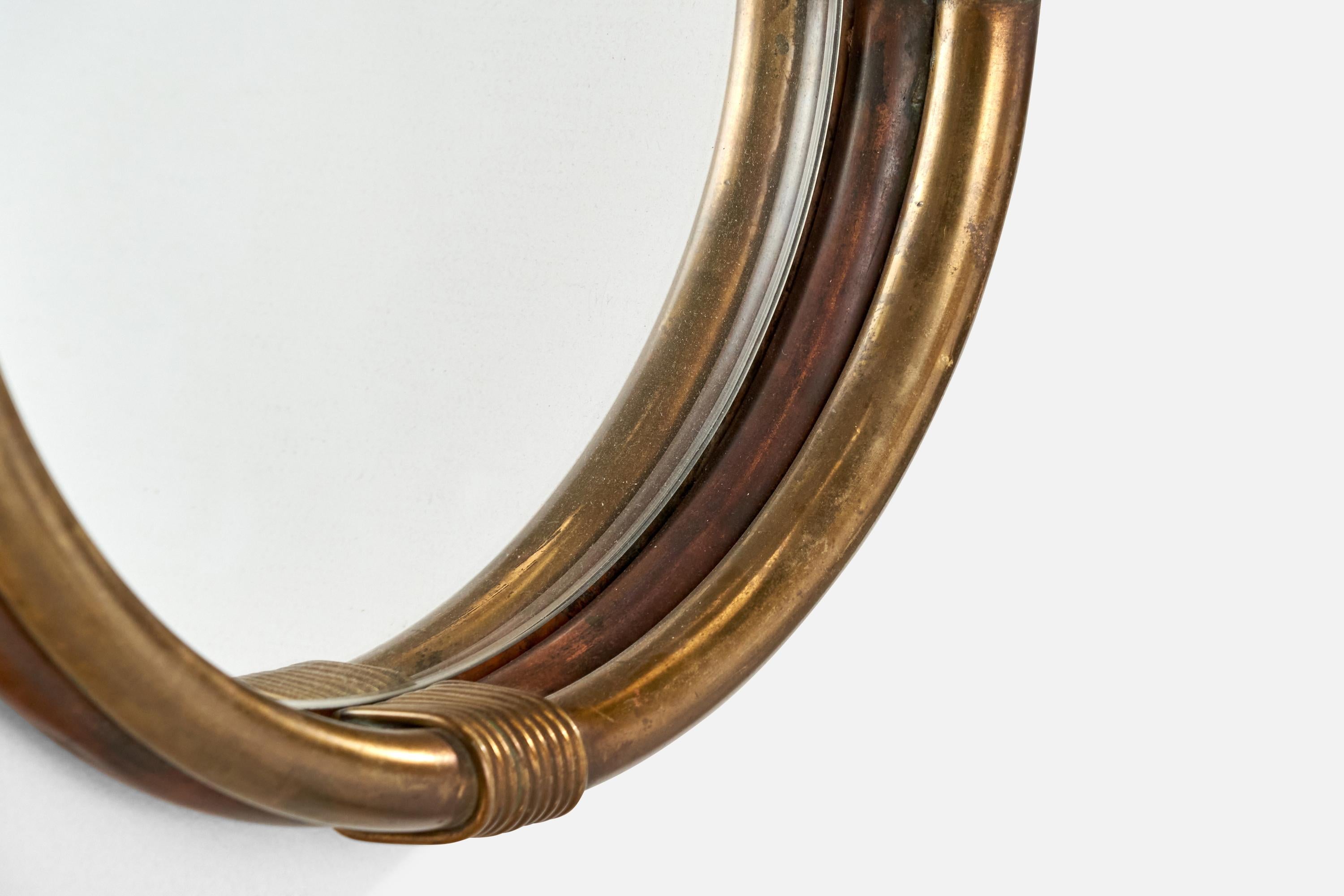 Italian Designer, Wall Mirror, Brass, Italy, 1930s For Sale 3