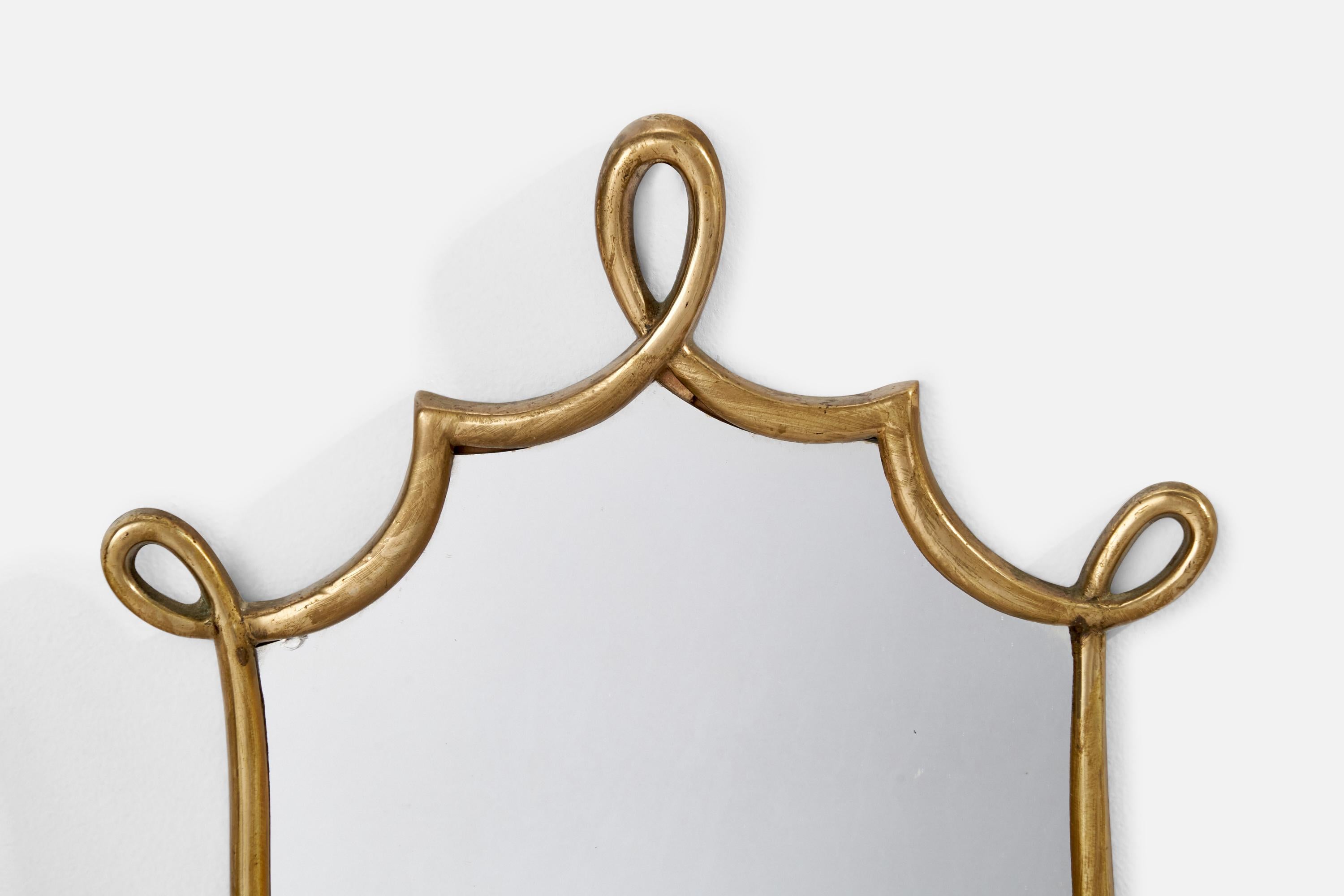 Mid-20th Century Italian Designer, Wall Mirror, Brass, Italy, 1930s For Sale