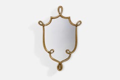 Diseñador italiano, Espejo de pared, Latón, Italia, Década de 1930