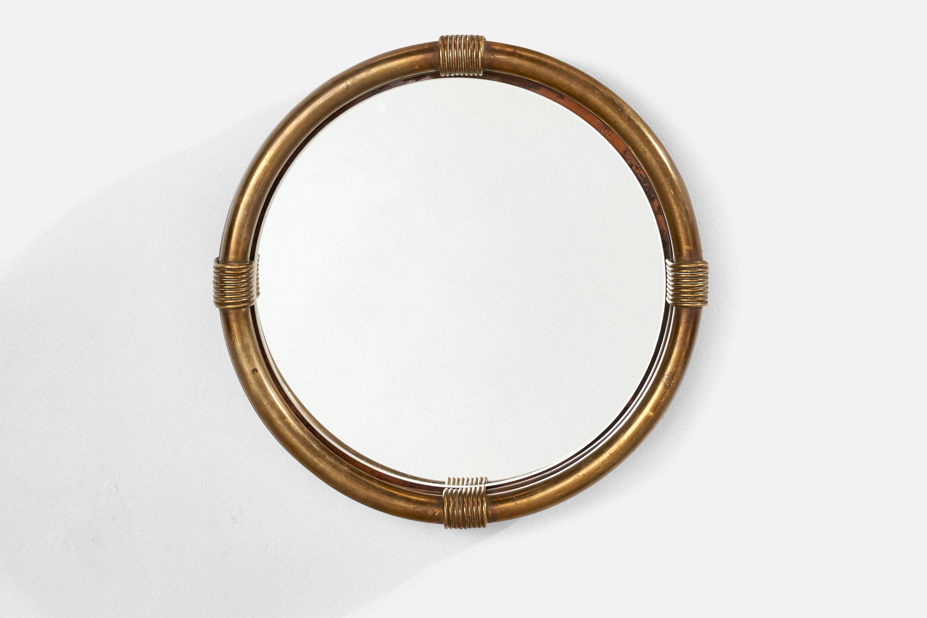 Diseñador italiano, Espejo de pared, Latón, Italia, Años 1930