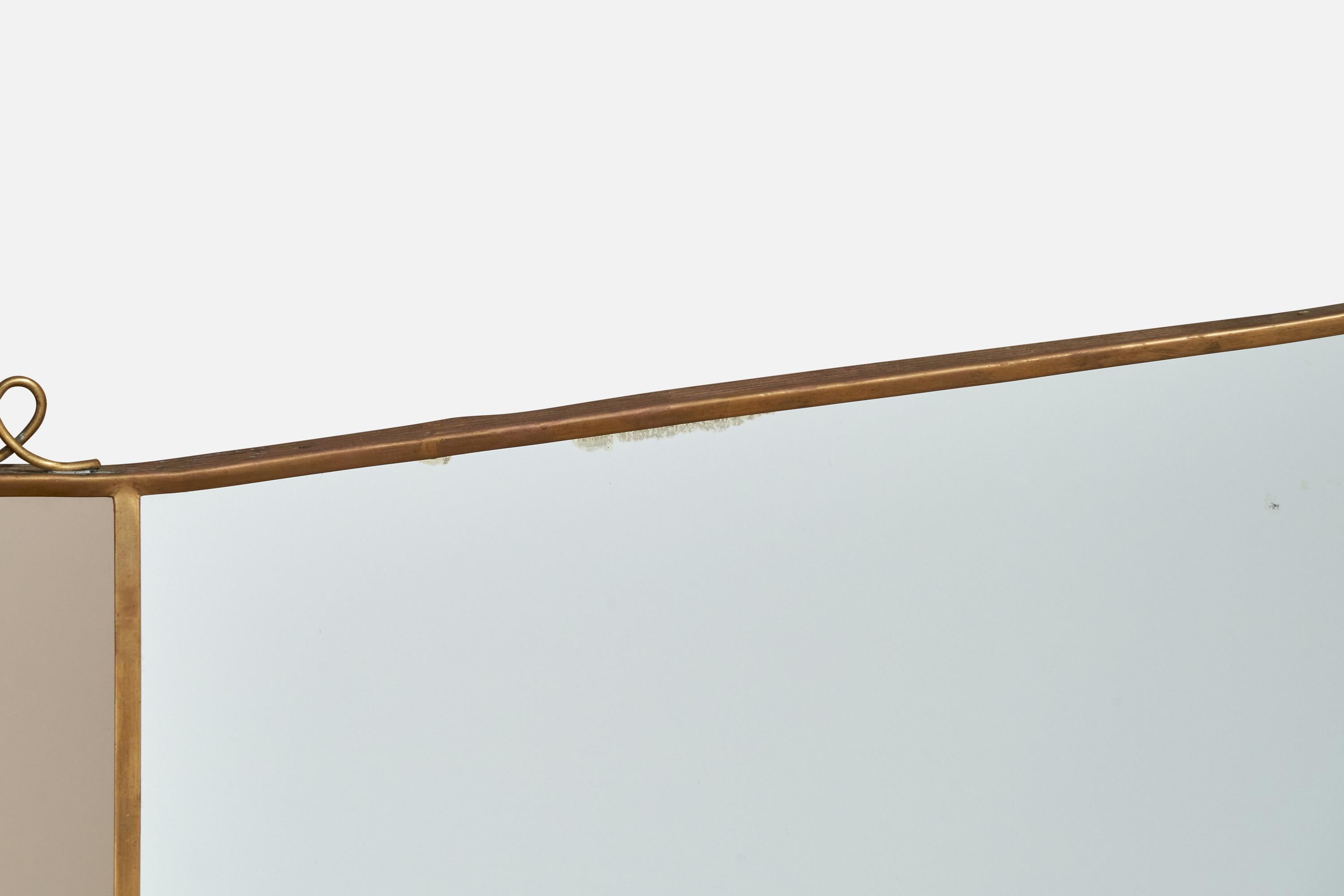Italian Designer, Wall Mirror, Brass, Italy, 1940s For Sale 5