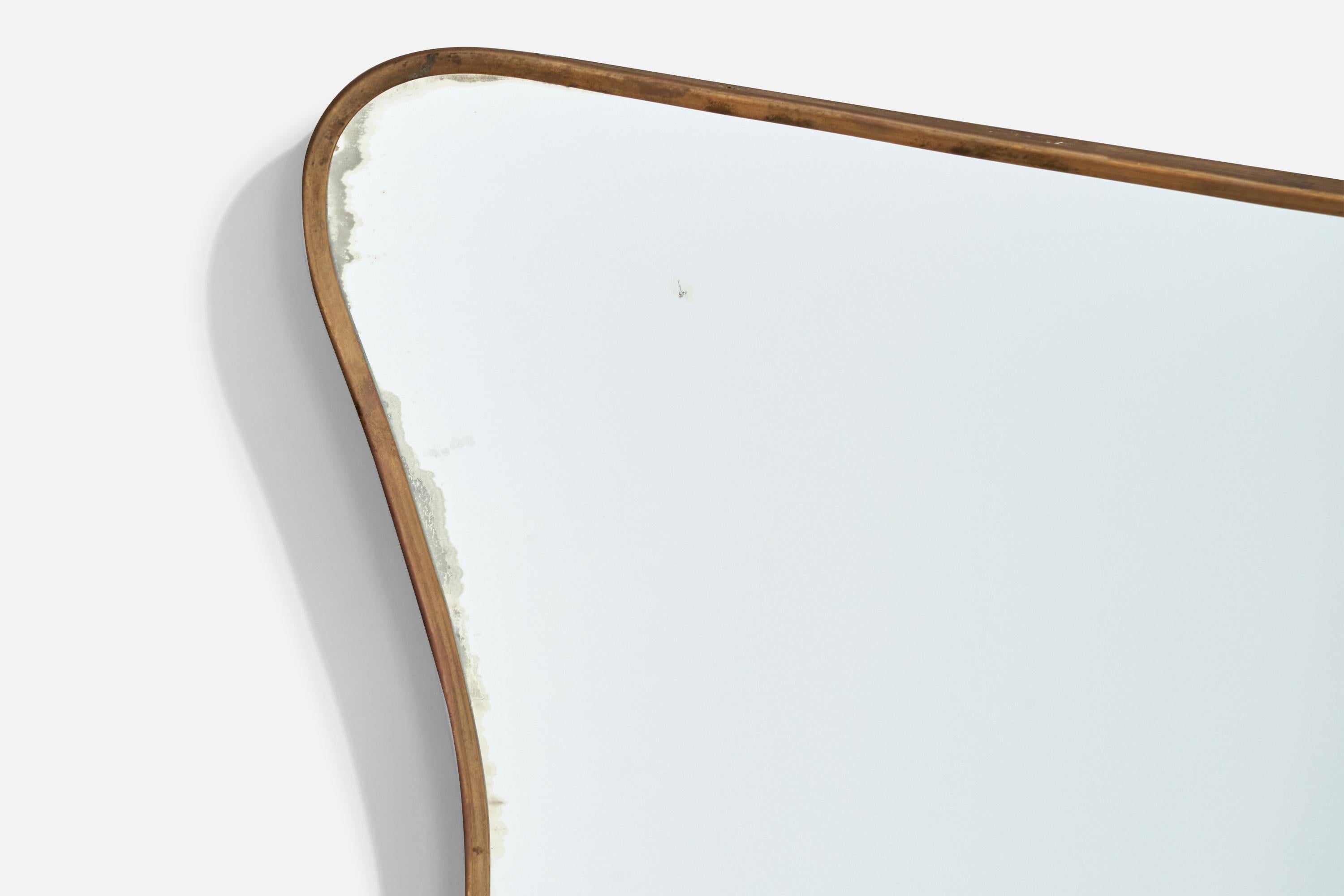 Italian Designer, Wall Mirror, Brass, Italy, 1940s For Sale 6