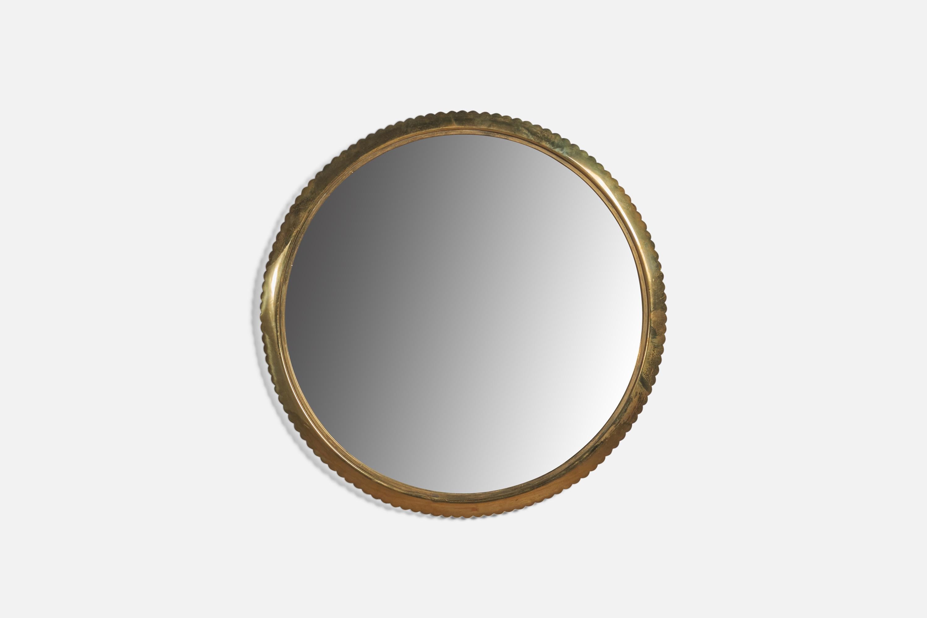 A brass wall mirror designed and produced in Italy, 1940s