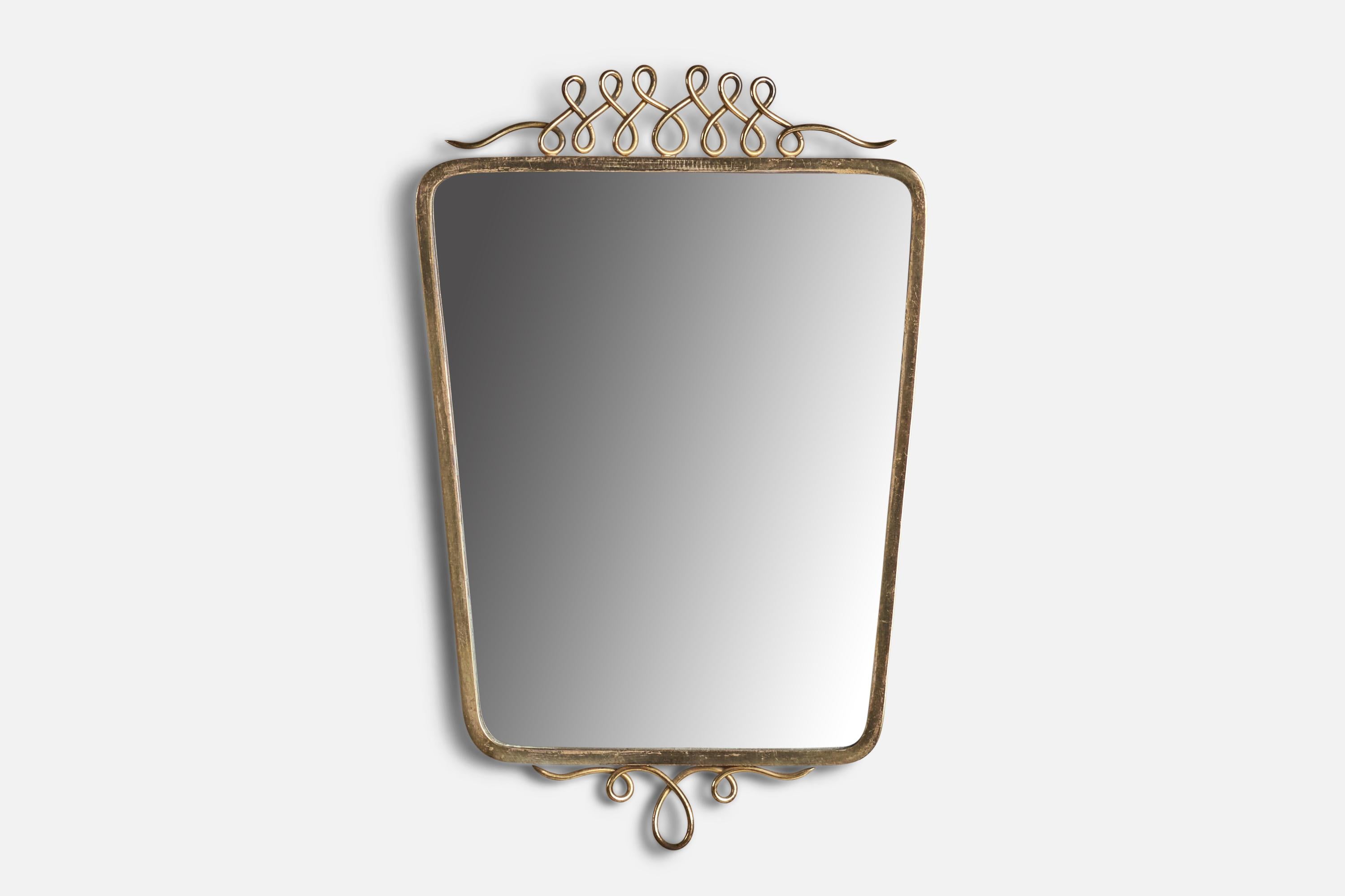 A brass mirror designed and produced in Italy, 1940s.