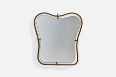Italian Designer, Wall Mirror, Brass, Italy, 1940s