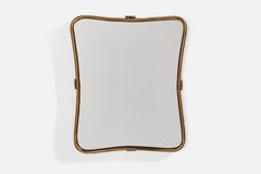 Specchio da parete di design italiano, ottone, Italia, anni '40