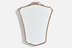 Italienischer Designer, Wandspiegel, Messing, Italien, 1940er Jahre