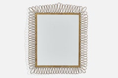 Italienischer Designer, Wandspiegel, Messing, Italien, 1940er Jahre