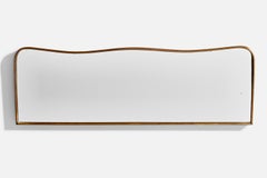 Specchio da parete di design italiano, ottone, Italia, anni '40