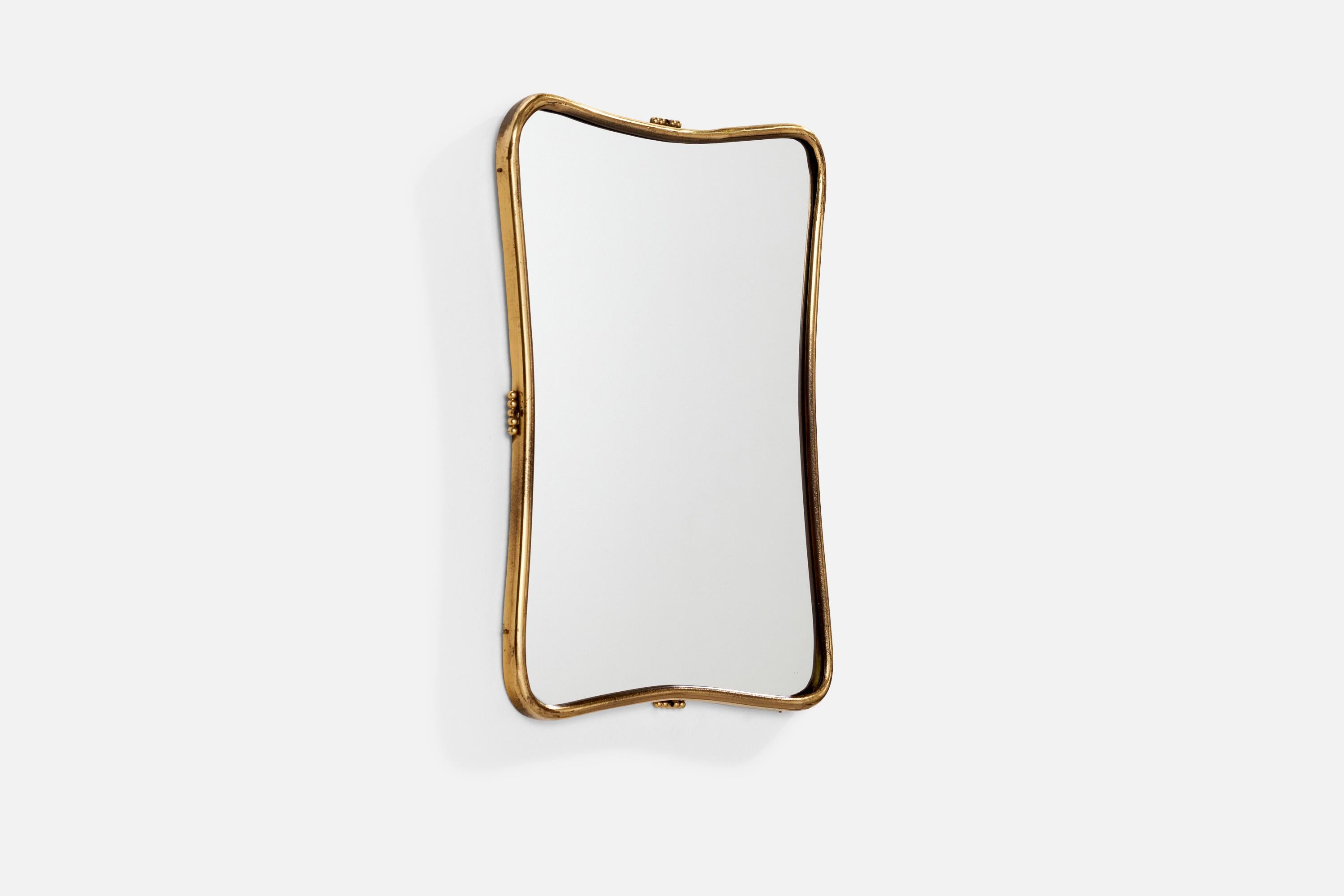 Italiano Specchio da parete di design italiano, ottone, Italia, anni '40 in vendita