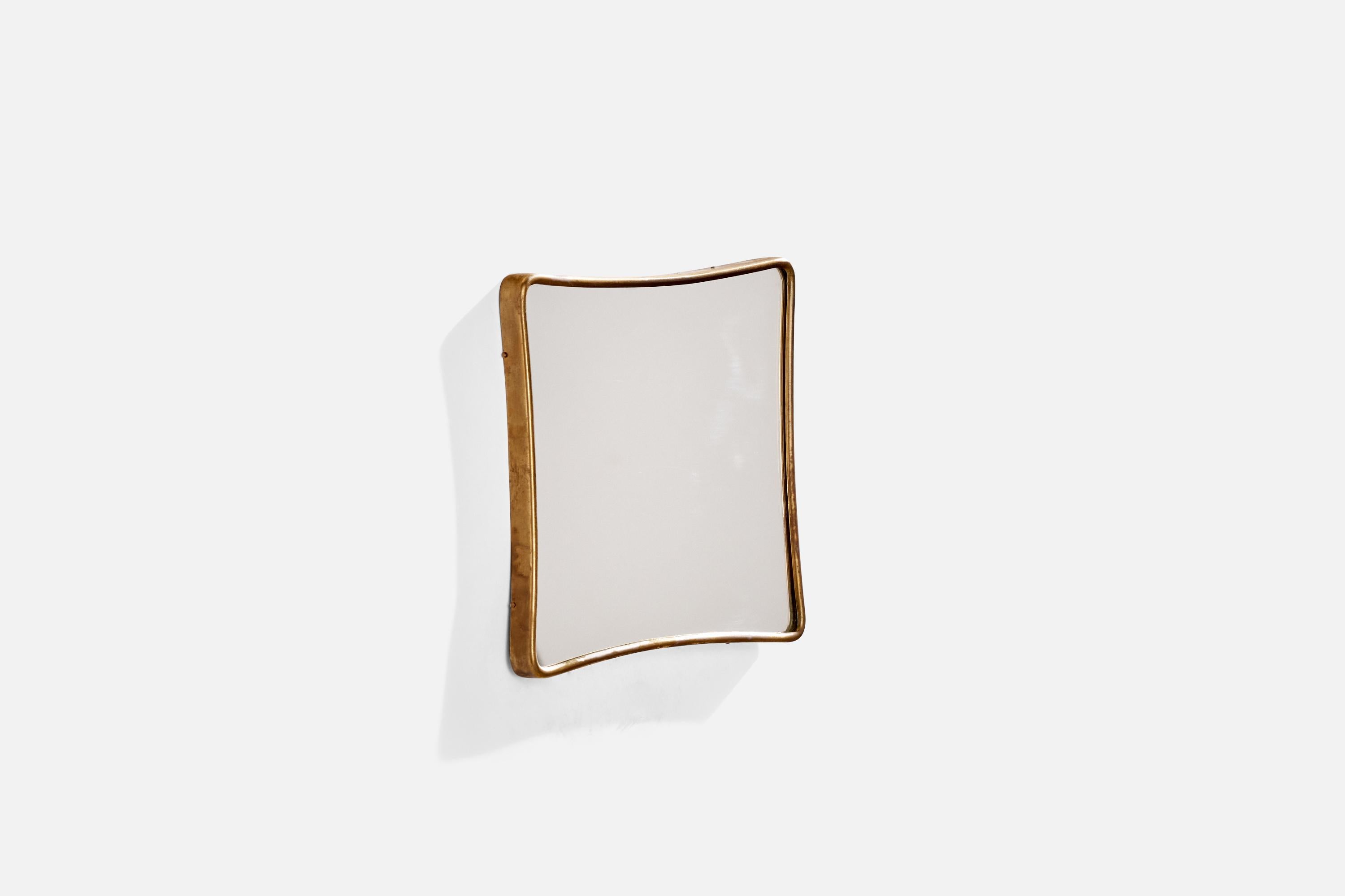 Italiano Specchio da parete di design italiano, ottone, Italia, anni '40 in vendita