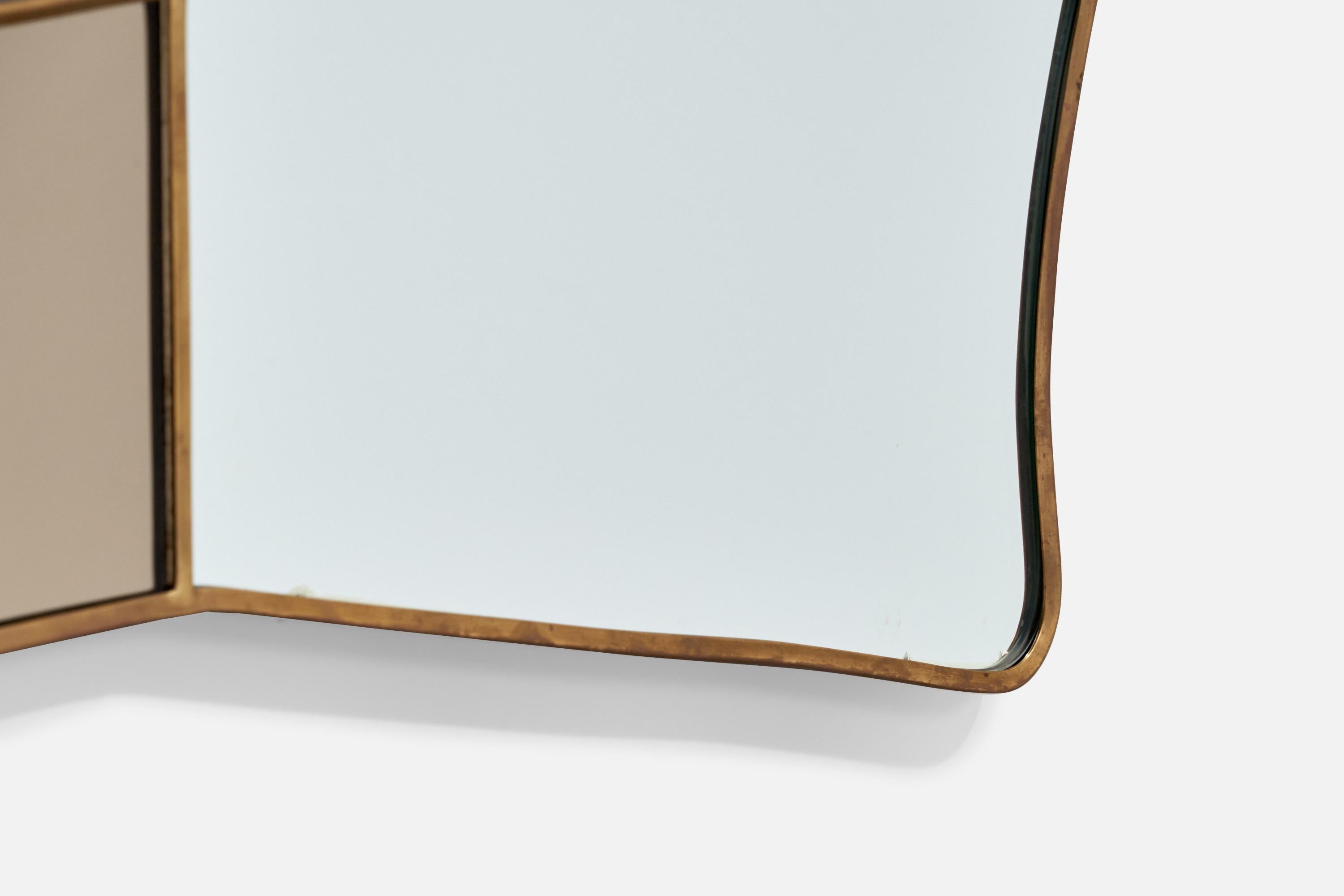 Modern Italian Designer, Wall Mirror, Brass, Italy, 1940s For Sale