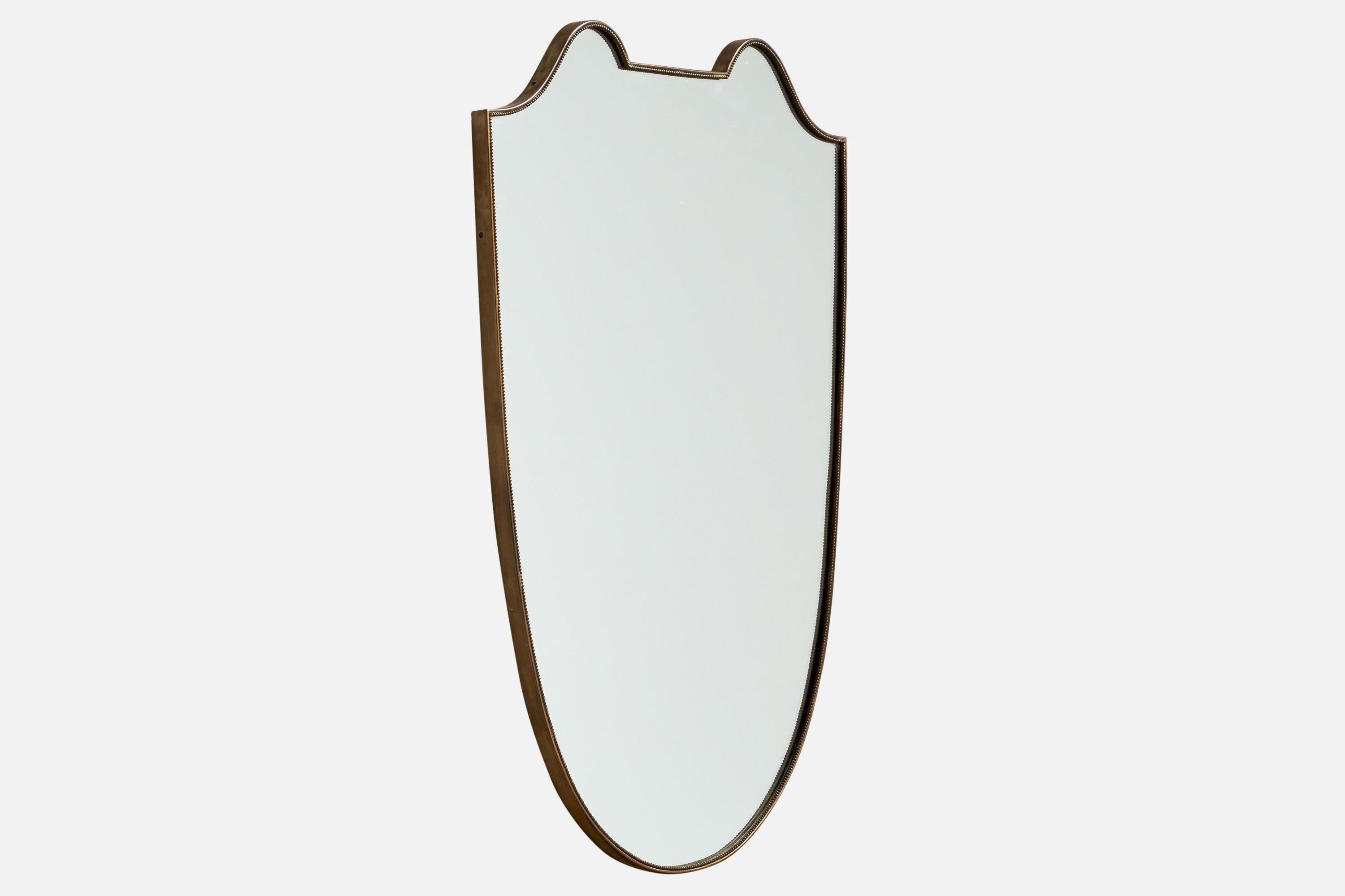 Italienischer Designer, Wandspiegel, Messing, Italien, 1940er Jahre (Moderne der Mitte des Jahrhunderts)