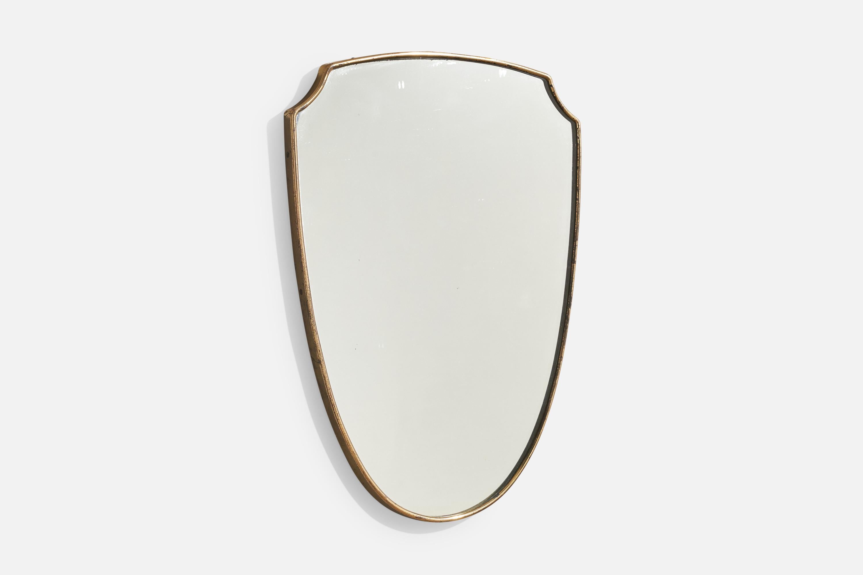 Diseñador italiano, Espejo de pared, Latón, Italia, Década de 1940 Italiano en venta
