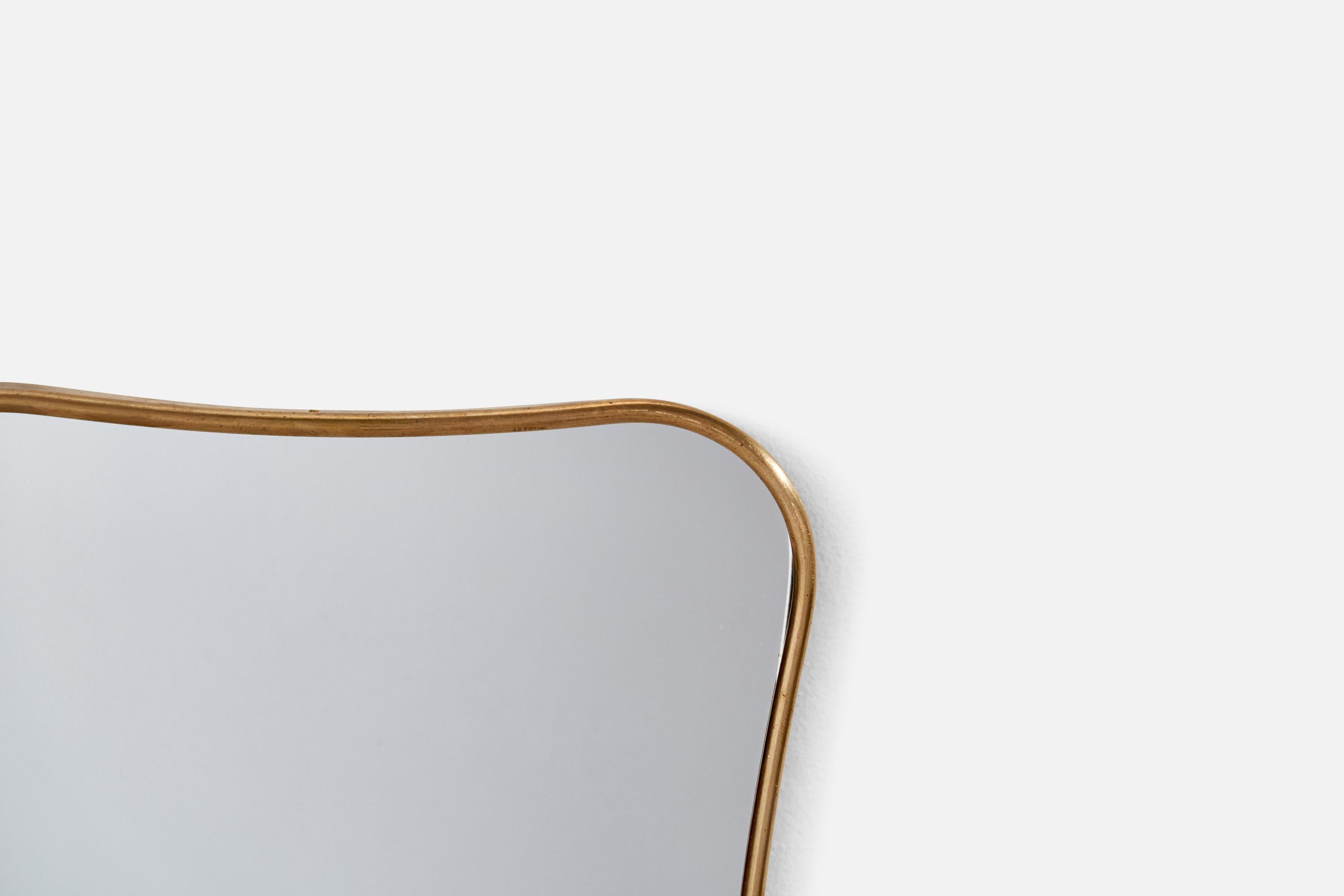 Italian Designer, Wall Mirror, Brass, Italy, 1940s In Good Condition For Sale In High Point, NC