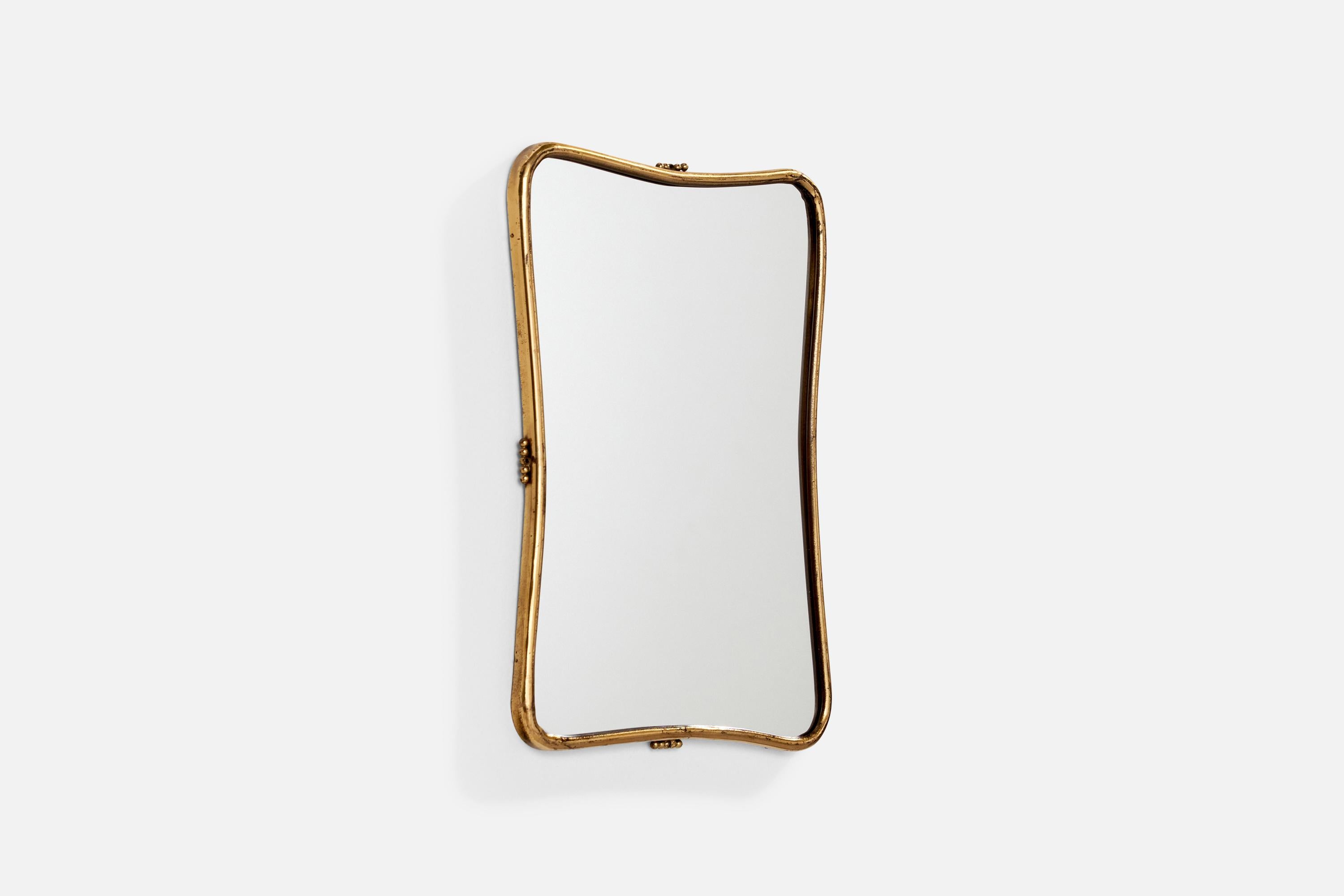 Milieu du XXe siècle Designer italien, miroir mural, laiton, Italie, années 1940 en vente