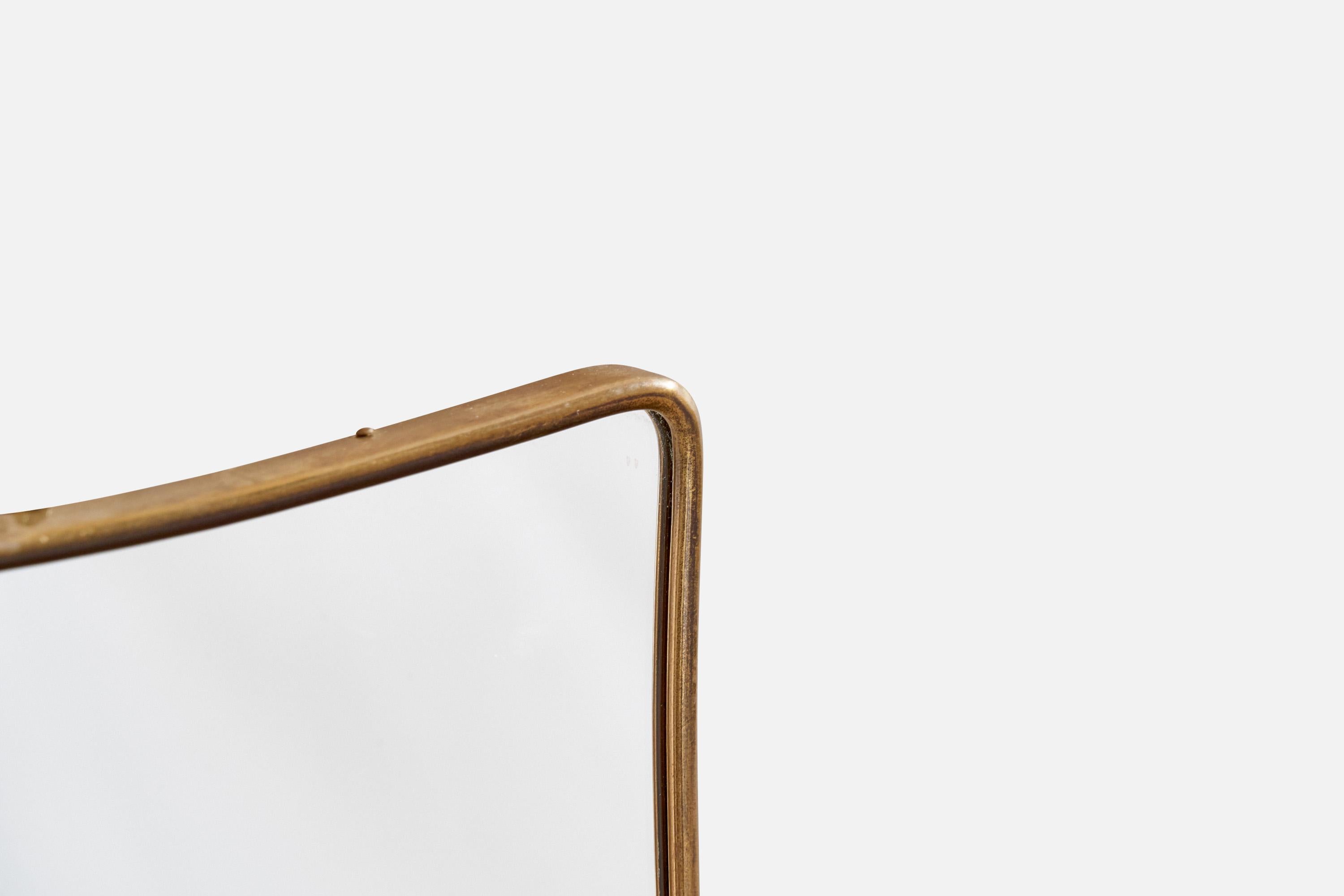 Specchio da parete di design italiano, ottone, Italia, anni '40 In condizioni buone in vendita a High Point, NC