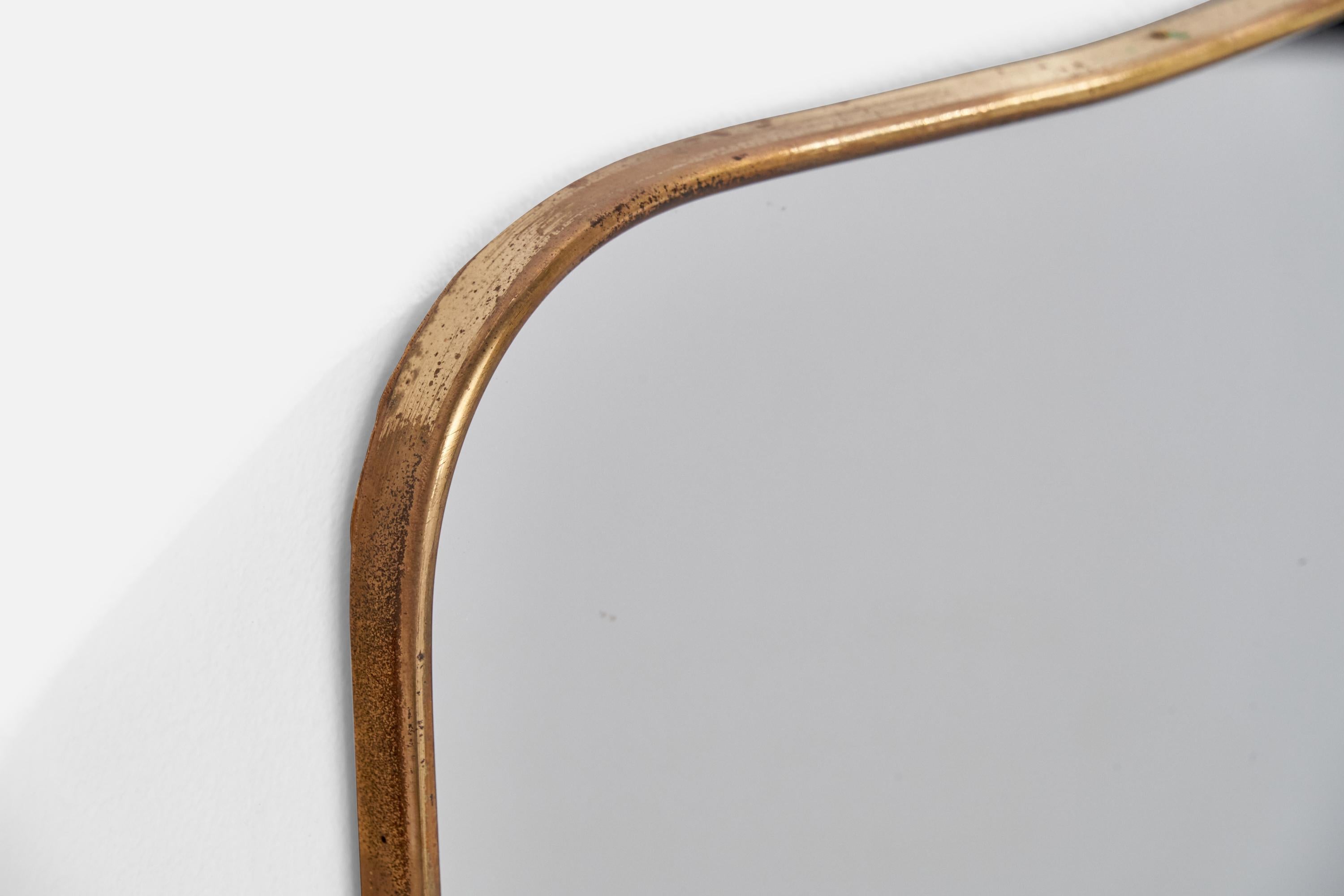 Milieu du XXe siècle Designer italien, miroir mural, laiton, Italie, années 1940 en vente
