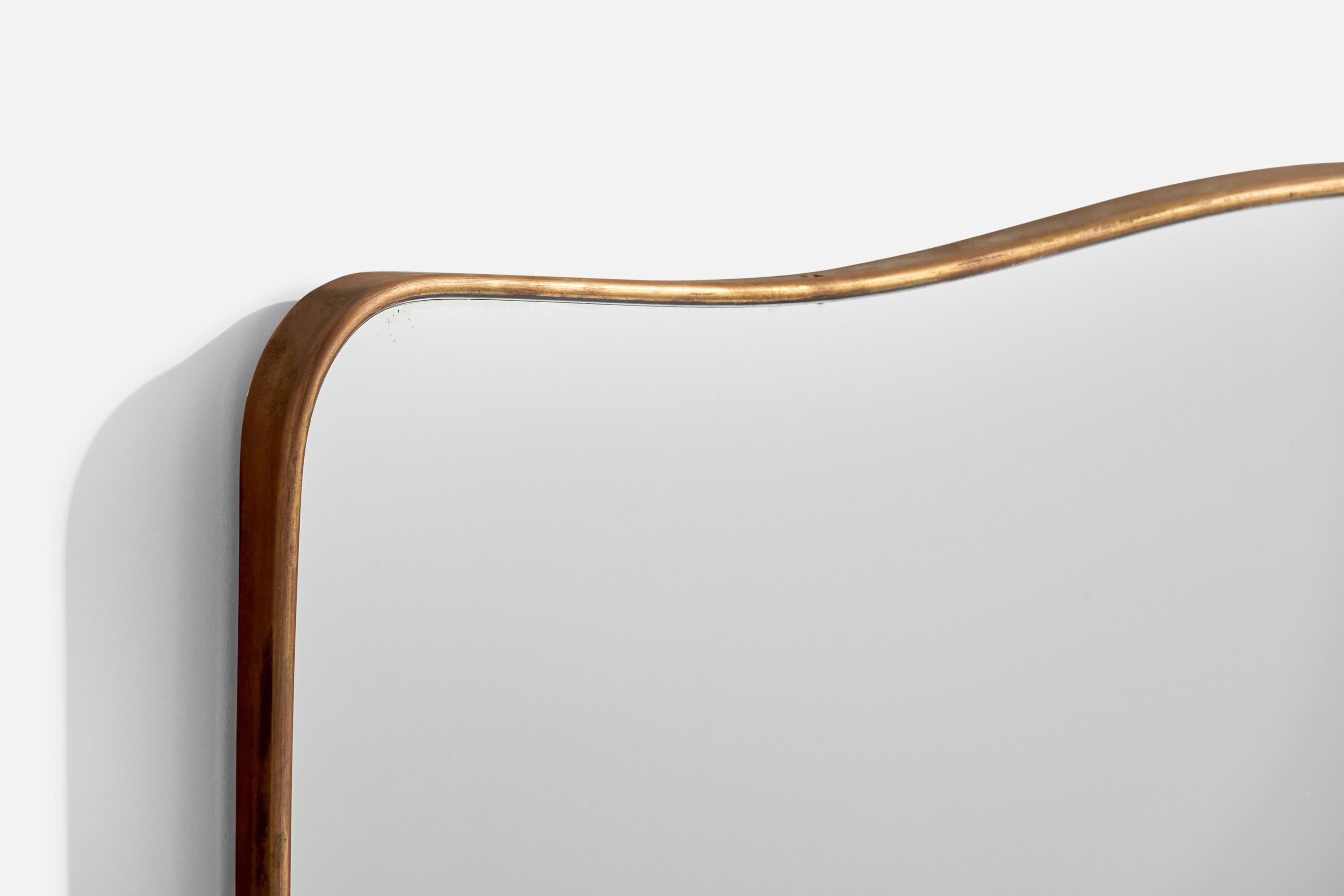 Modern Italian Designer, Wall Mirror, Brass, Italy, 1940s For Sale