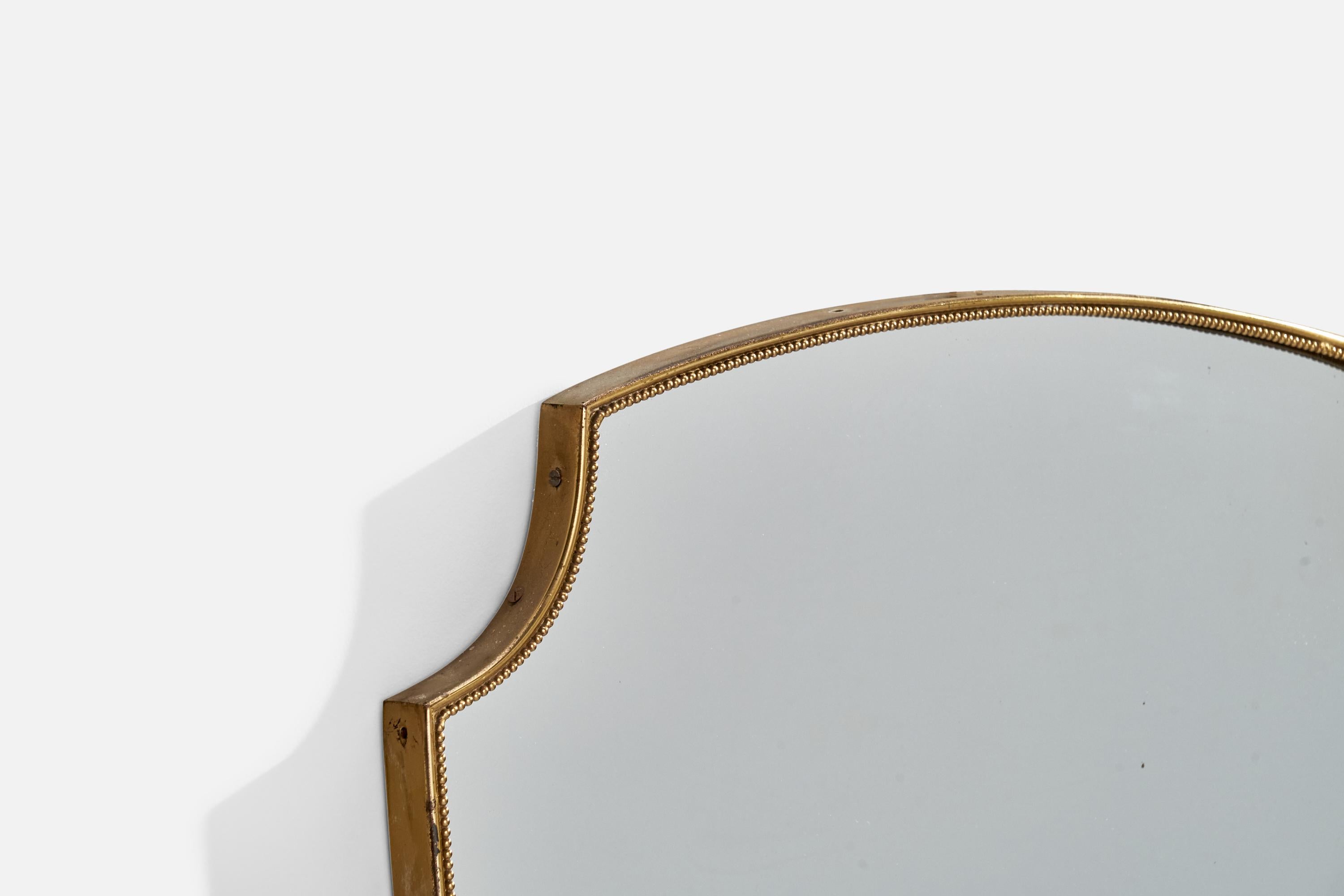 Diseñador italiano, Espejo de pared, Latón, Italia, Década de 1940 Italiano en venta