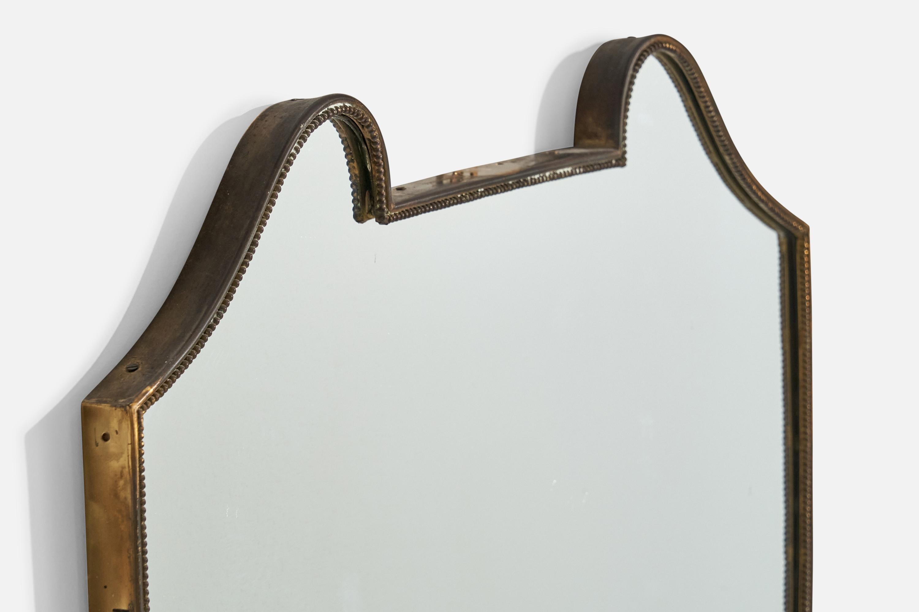 Italian Designer, Wall Mirror, Brass, Italy, 1940s In Good Condition For Sale In High Point, NC